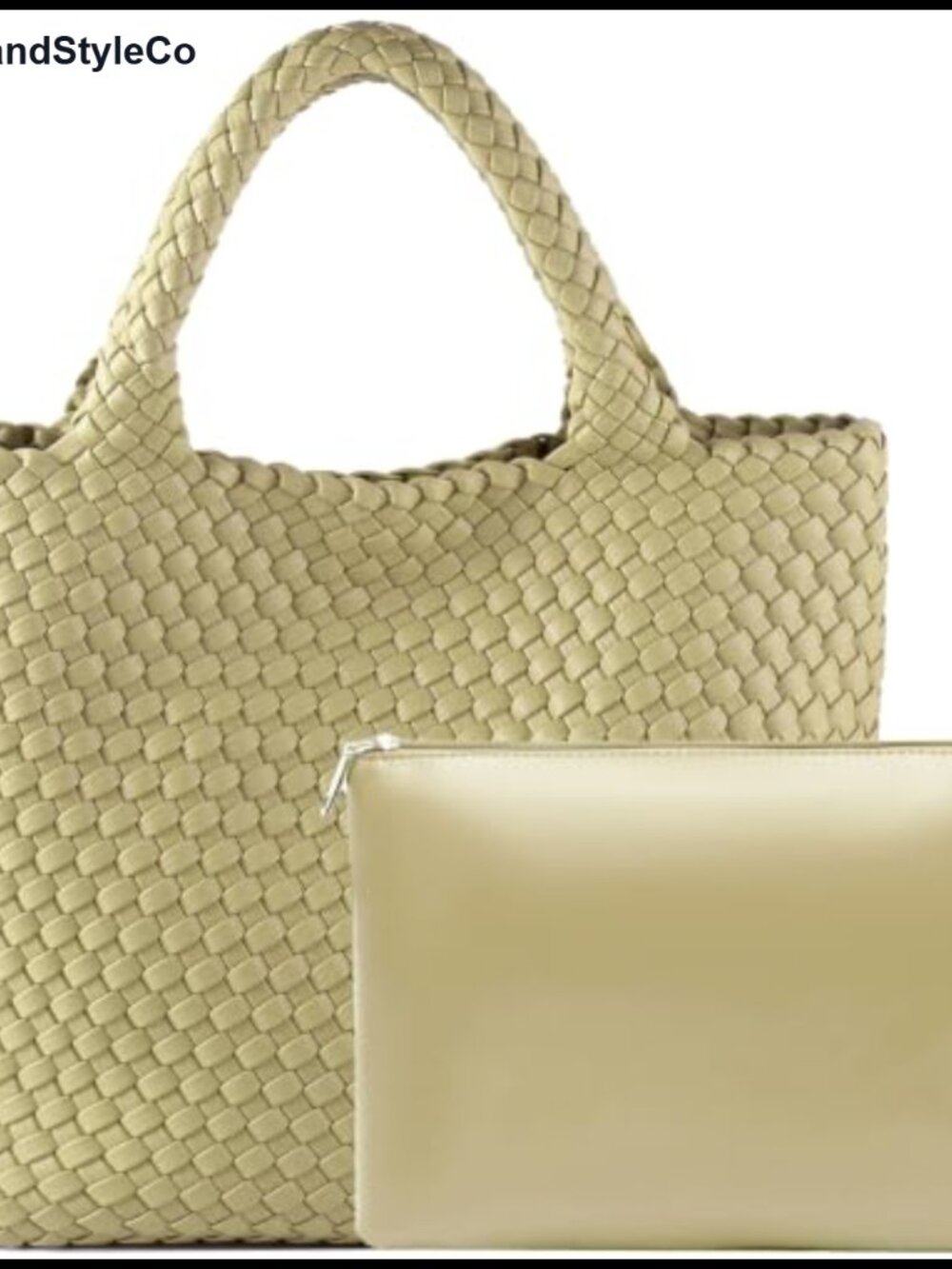 Woven Vegan Leather Tote Bag Large Capacity Shoulder Handbag